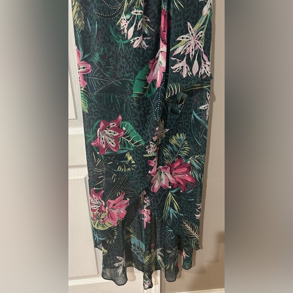 Guess Size 6 Green Black Flower Print Dress NWT - Picture 2 of 10